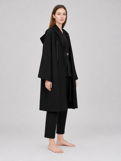 Cosplay Costume: Black Layered Outfit with Cloak