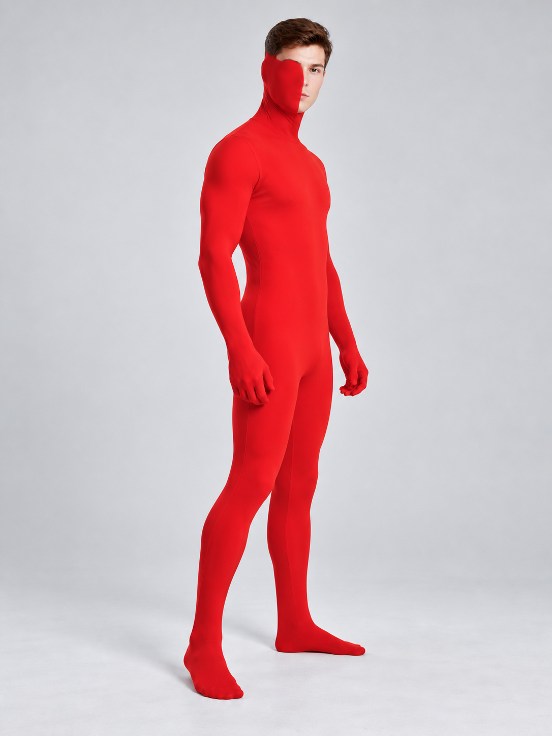 Form-Fitting Hooded Mask Jumpsuit Costume side view