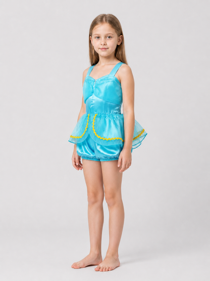 Blue Aladdin-Style Carnival Costume Jumpsuit