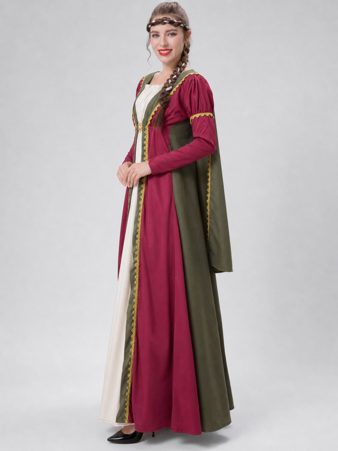 Retro Costume with Dress and Cloak for Role-Playing Looks