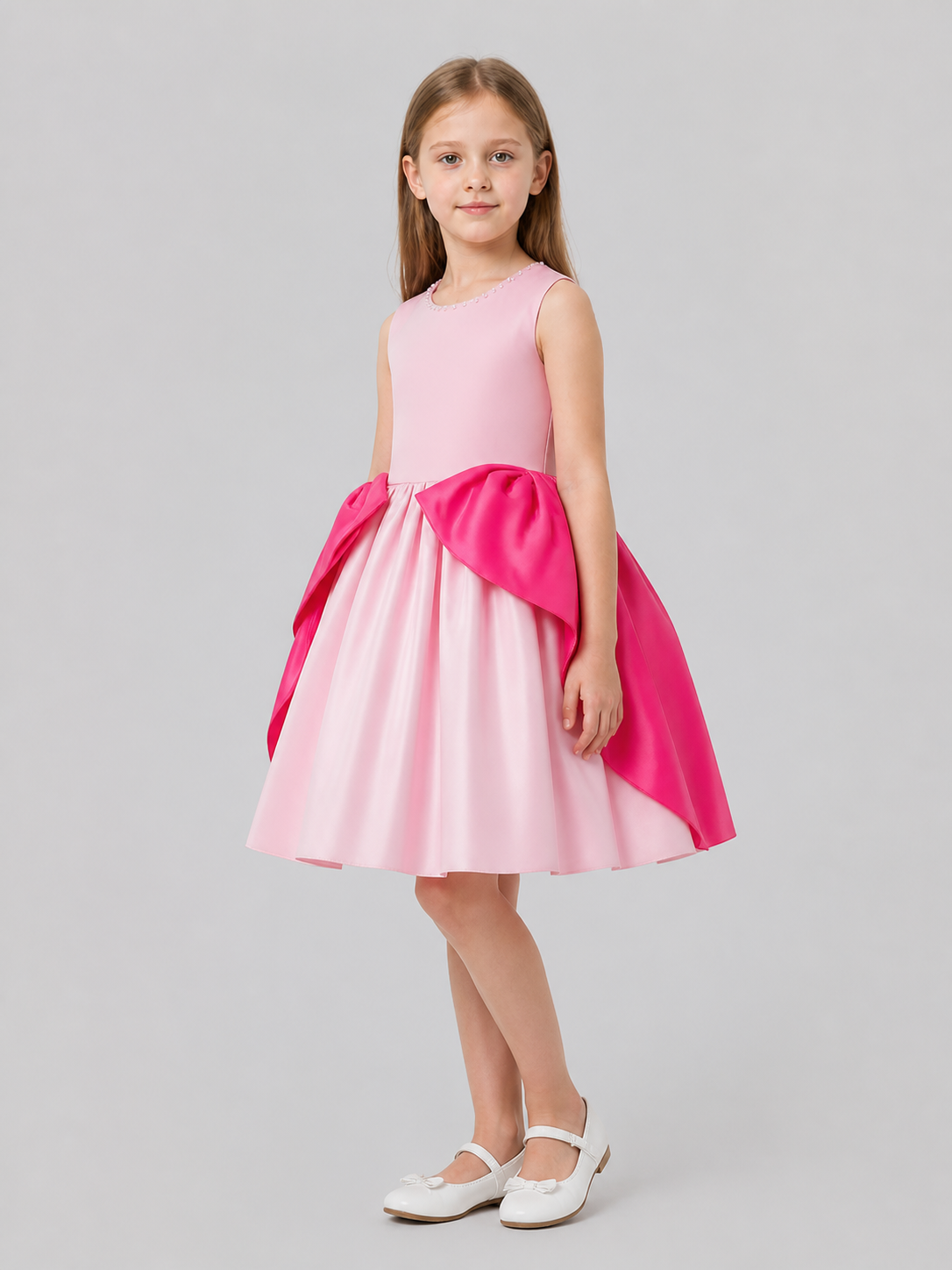 Children’s Party Dress with a Full Skirt and Large Bow