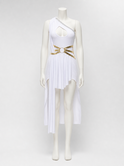 Stage Costume with Asymmetrical Skirt and Decorative Details