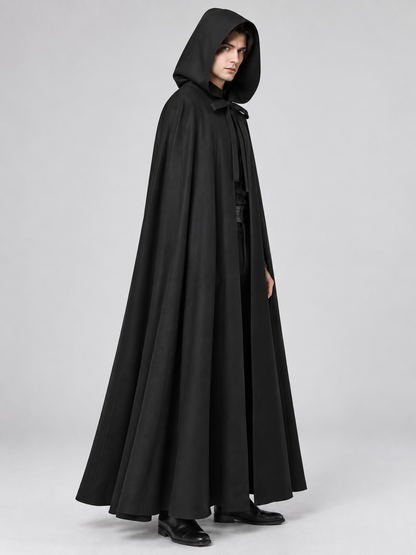 Black Long Sleeveless Hooded Cape