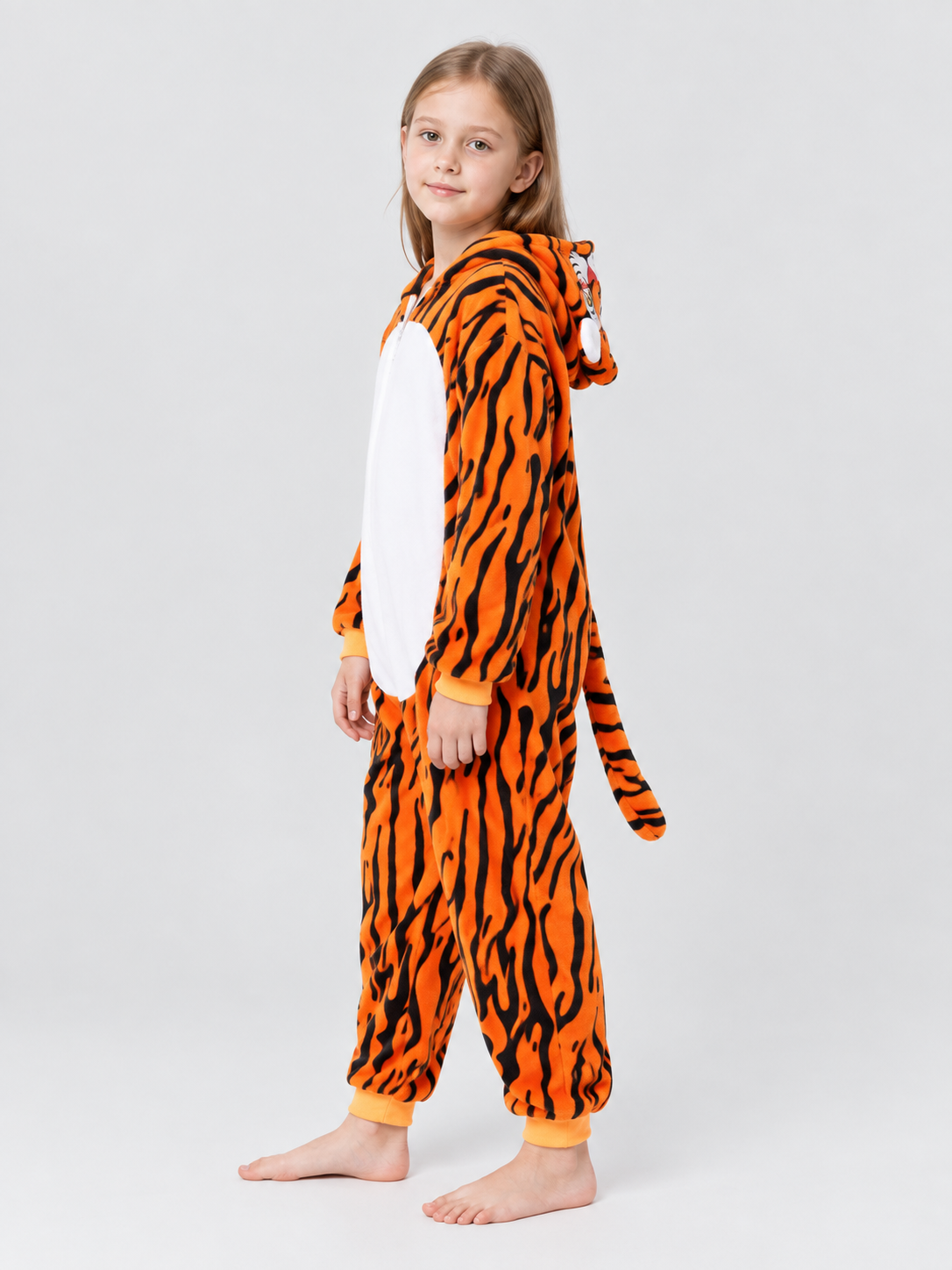 Flannel Tiger Hooded Pajama Jumpsuit