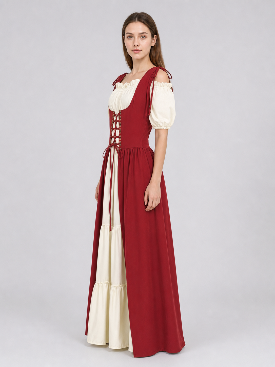 Two-Piece Renaissance-Style Dress, Burgundy