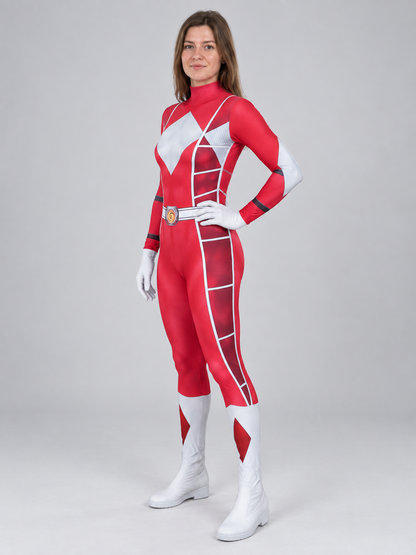 Red Cosplay Costume with White Diamond and Belt