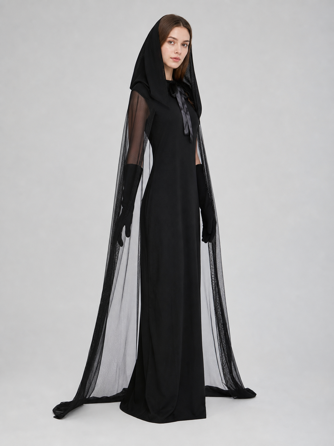 Carnival Hooded Cloak with Semi-Transparent