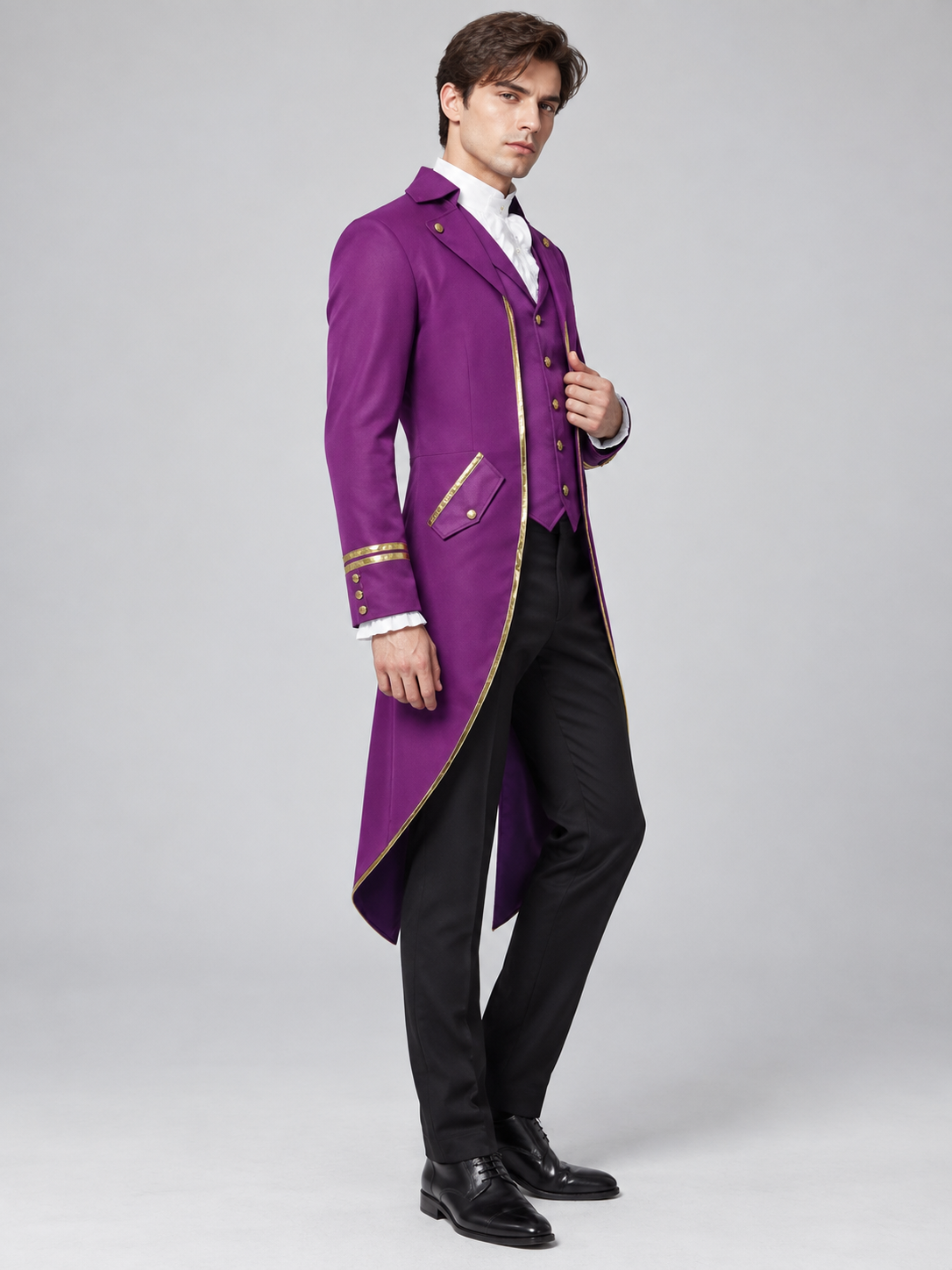 Purple Carnival Tailcoat with Gold Trim