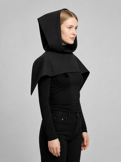 Black Triangular Hooded Cloak for Cosplay