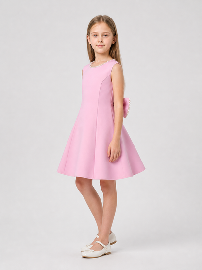 Pink Princess Dress with Pearl Decoration side view