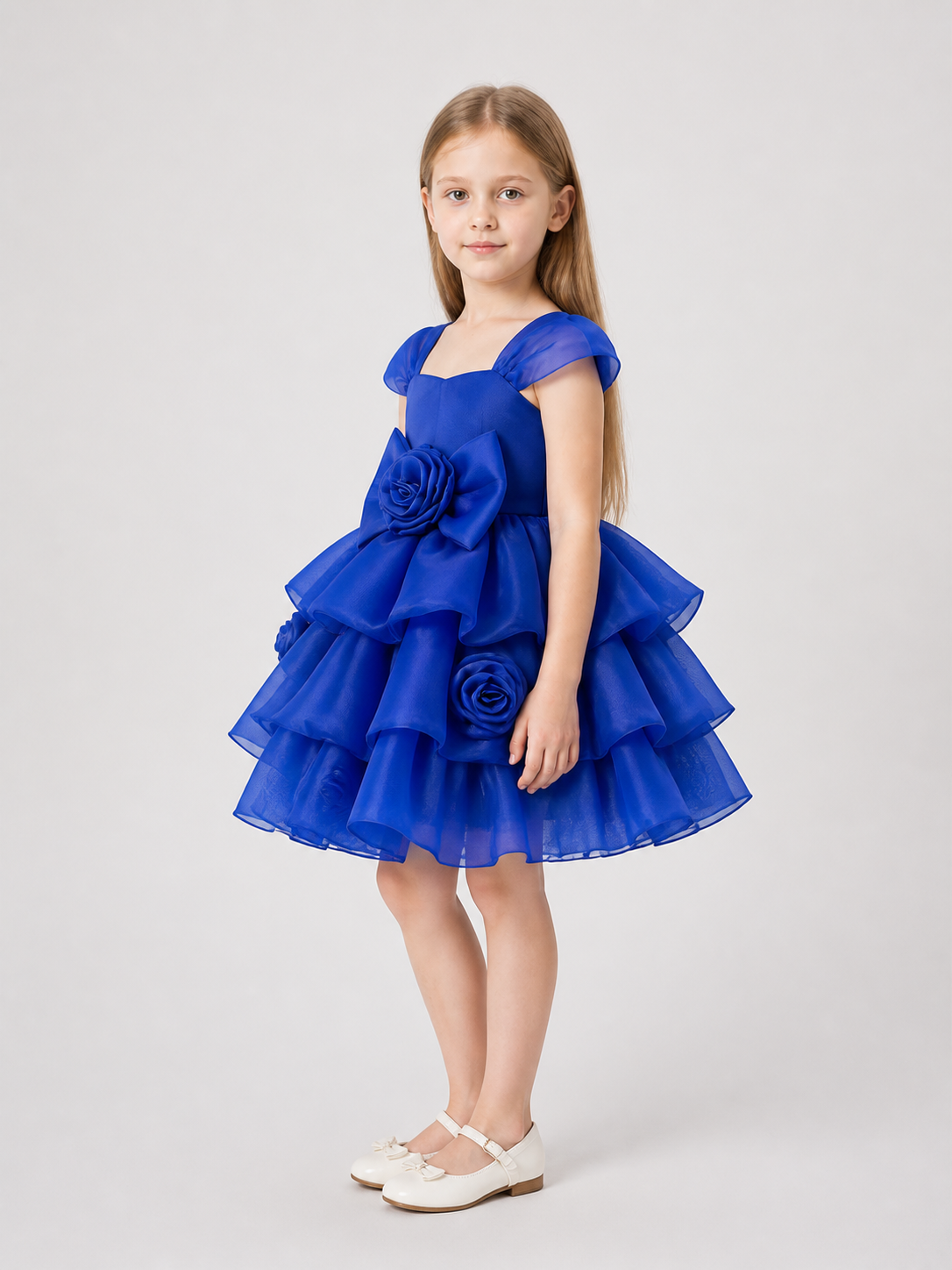 Full Dress with Roses and Bow, Blue side view