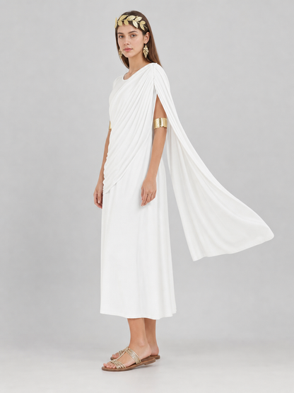 White draped dress with flowing train product view 37