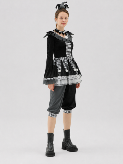Circus Evil Clown Costume with Balls for Halloween