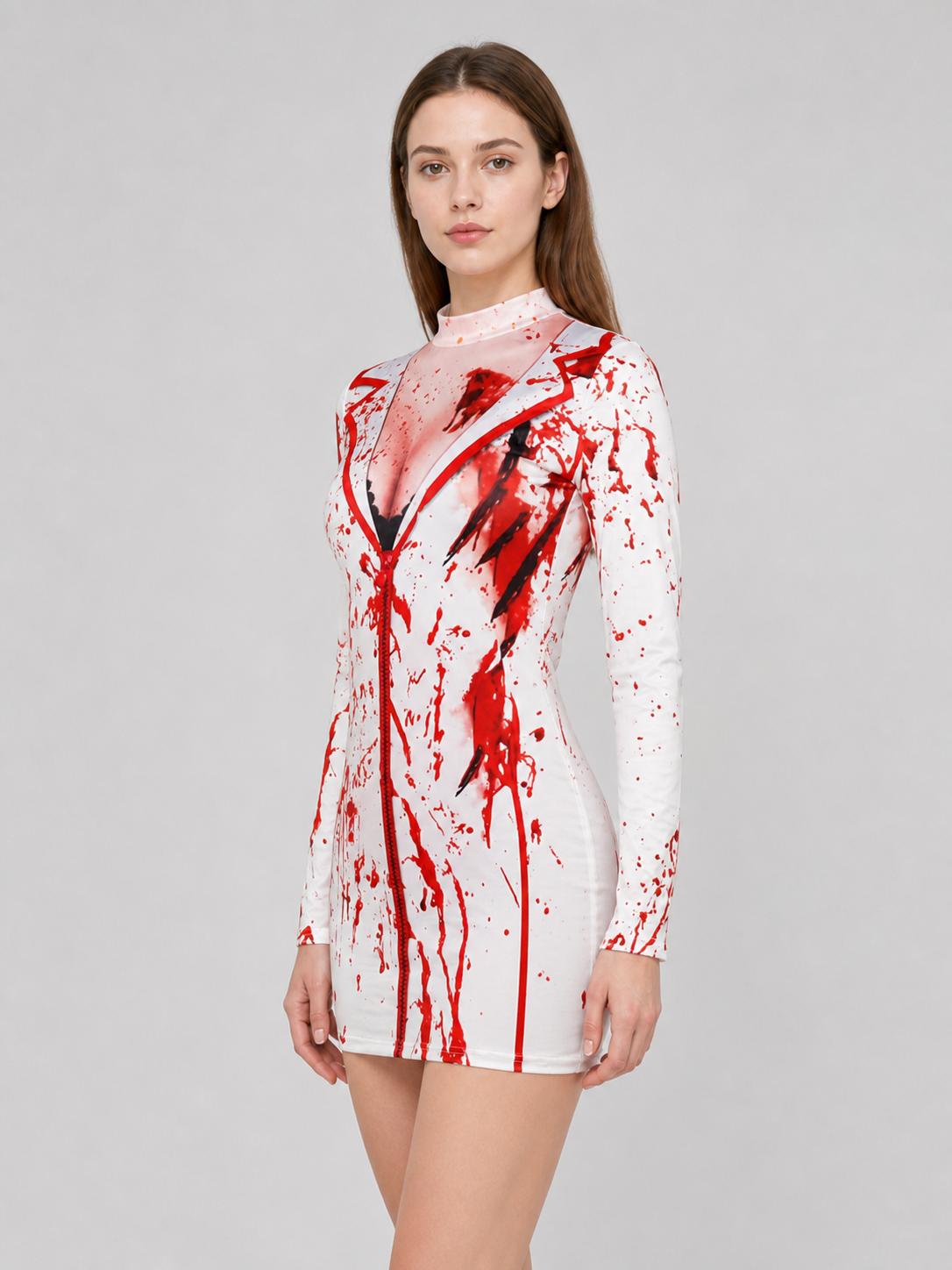 Costume Top with Blood Splatter, Long Sleeve