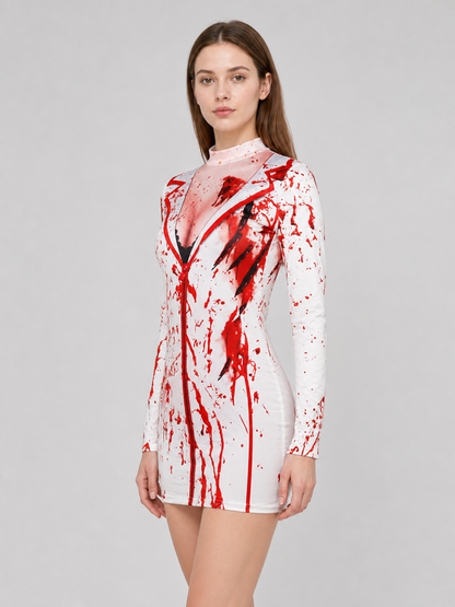 Costume Top with Blood Splatter, Long Sleeve