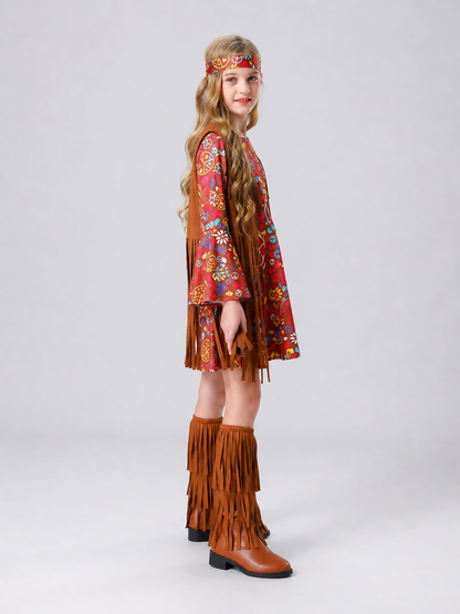 Carnival Costume with Fringe and Retro Print
