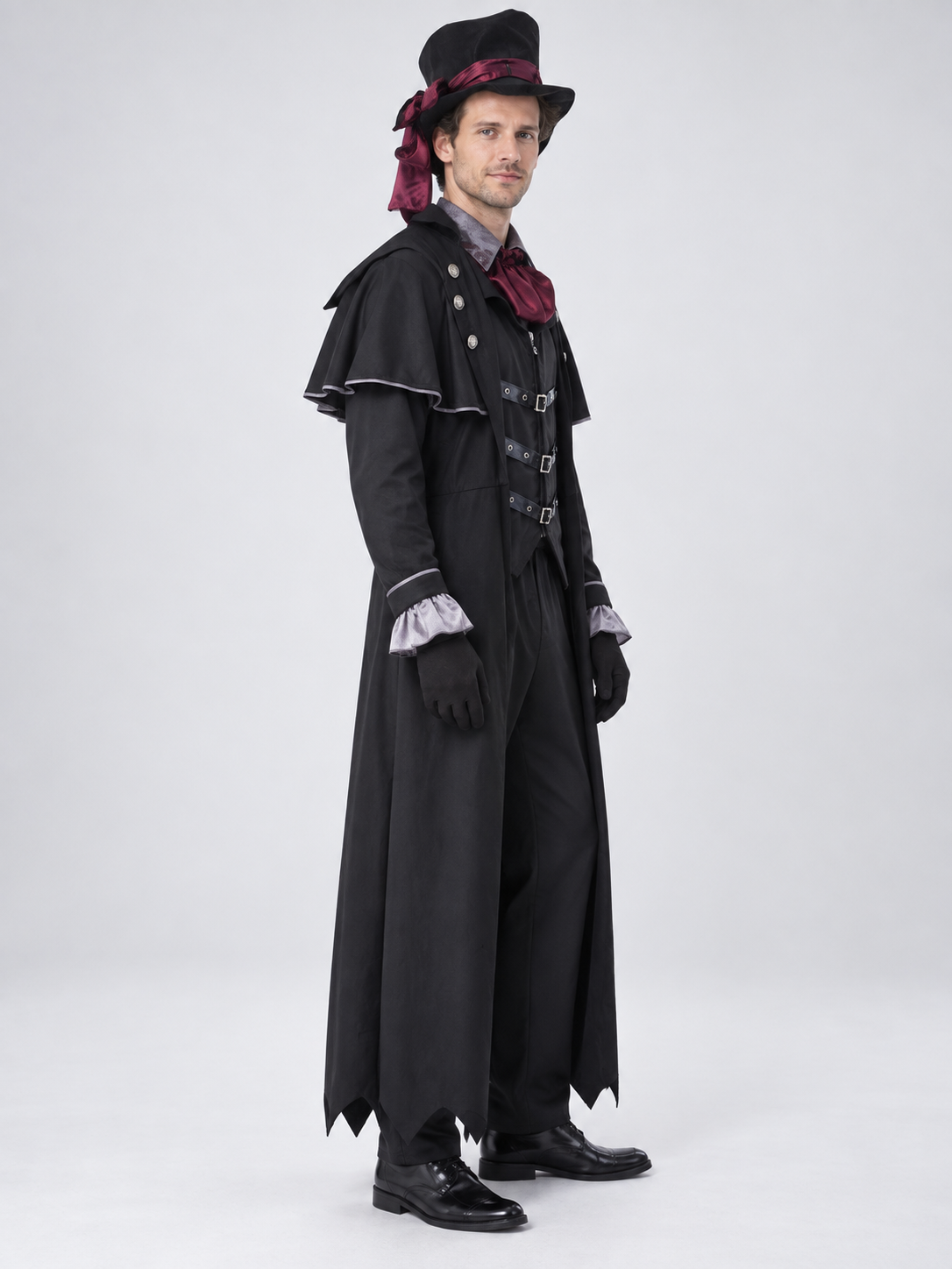 Adult Vampire Costume Black with Burgundy