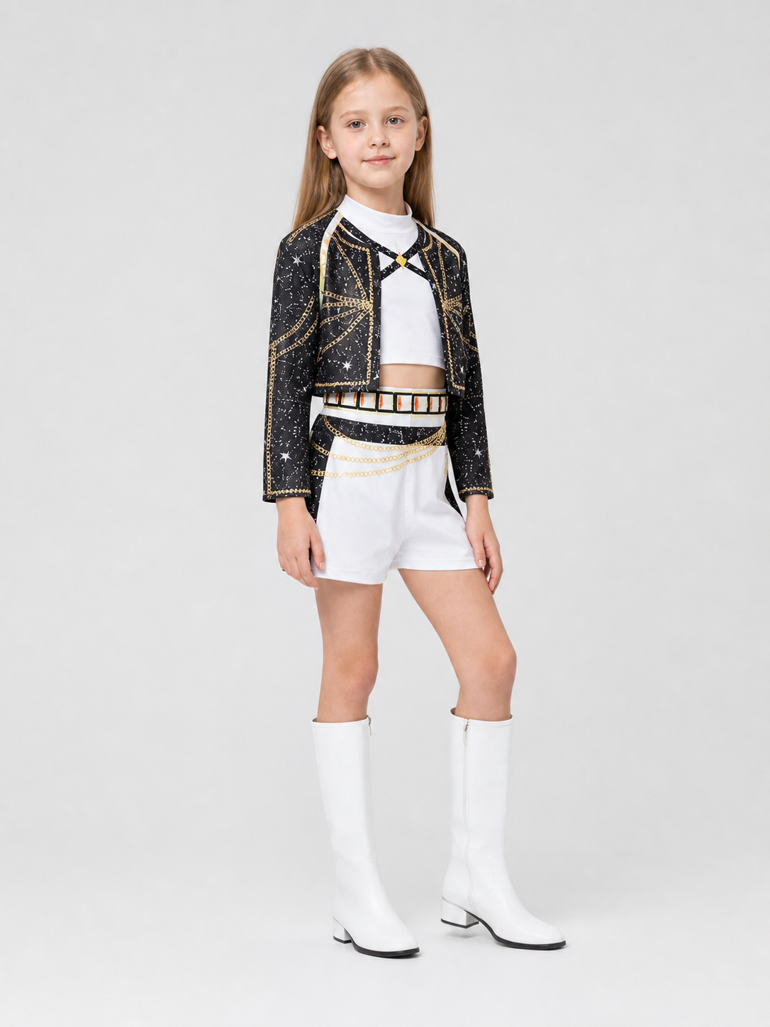Children's Black and Gold Demon Hunters Costume side view