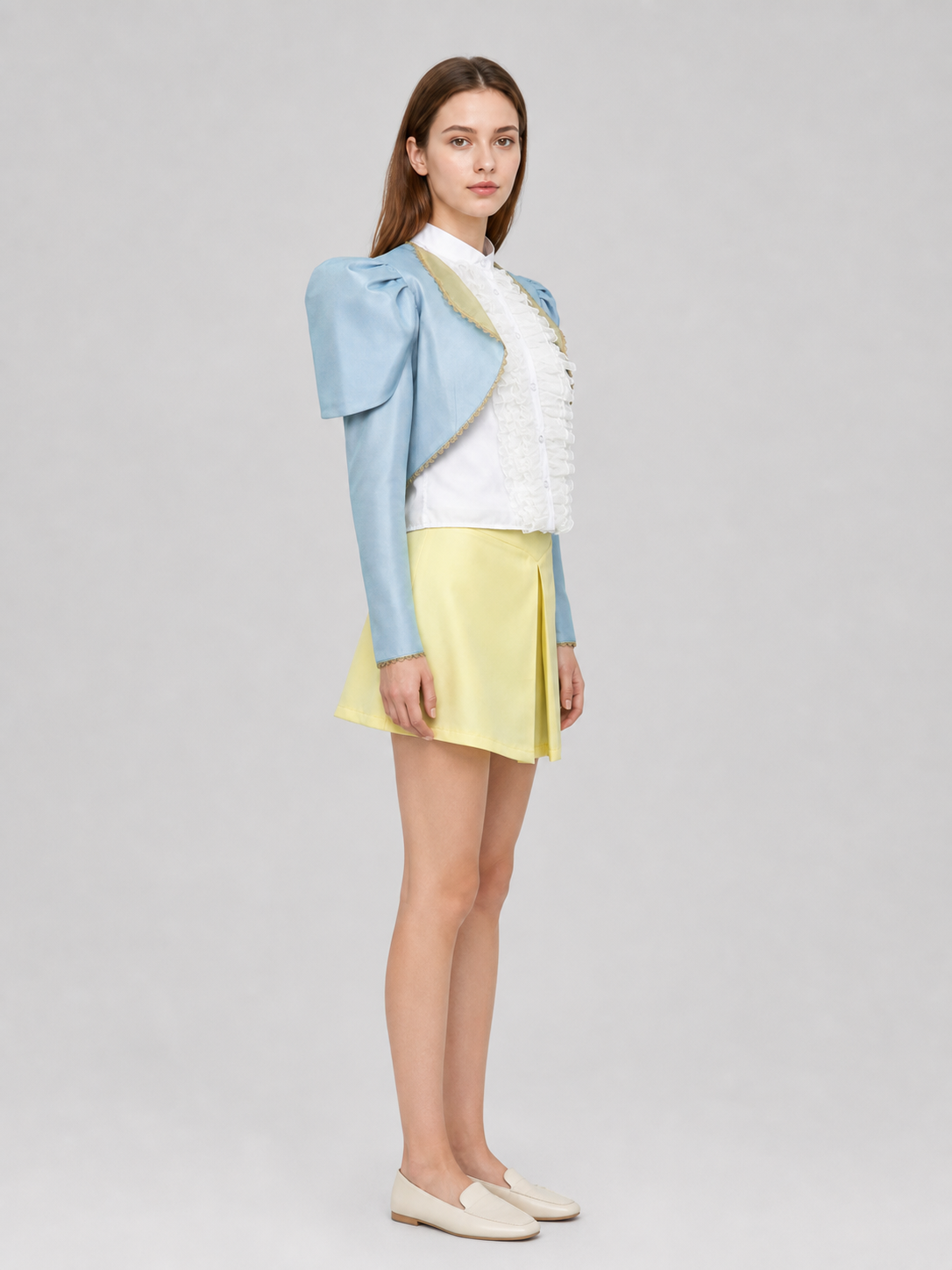 Poor Things Cosplay Costume: Blue Jacket and Jabot