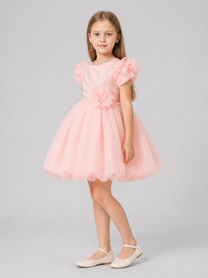 Full Dress with Layered Skirt and Sequins side view