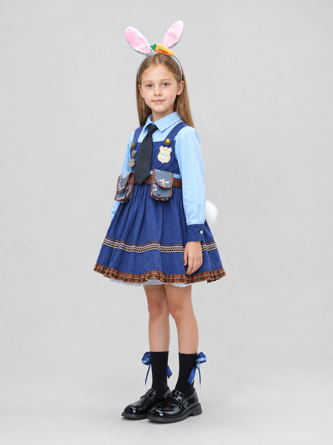 Children's Judy Hopps Zootopia Costume Skirt with Ears and Tail side view