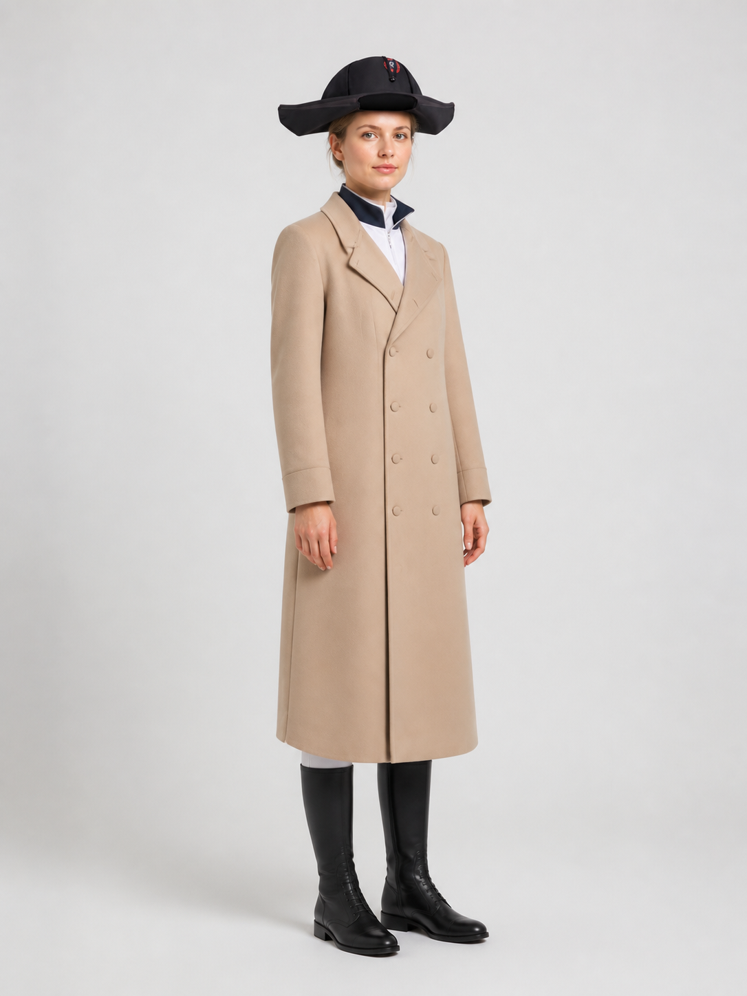 Napoleon Cosplay Costume: Long Coat and Tricorn Hat side view