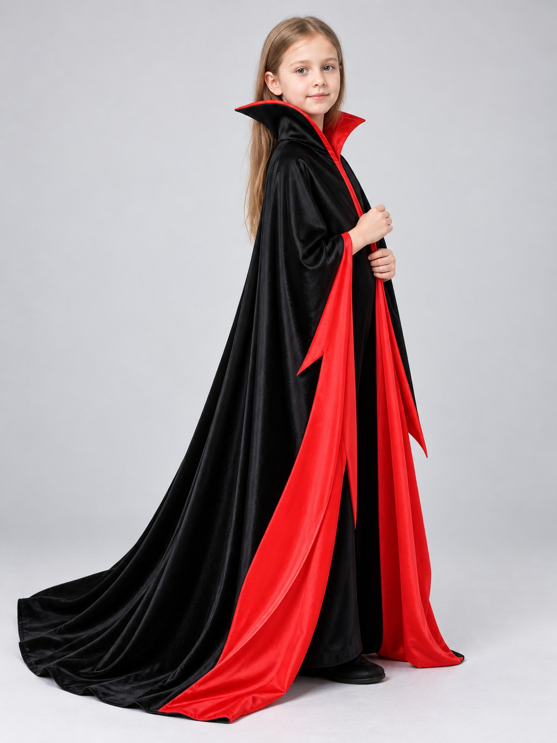 Carnival Cloak Cape with a High Collar side view