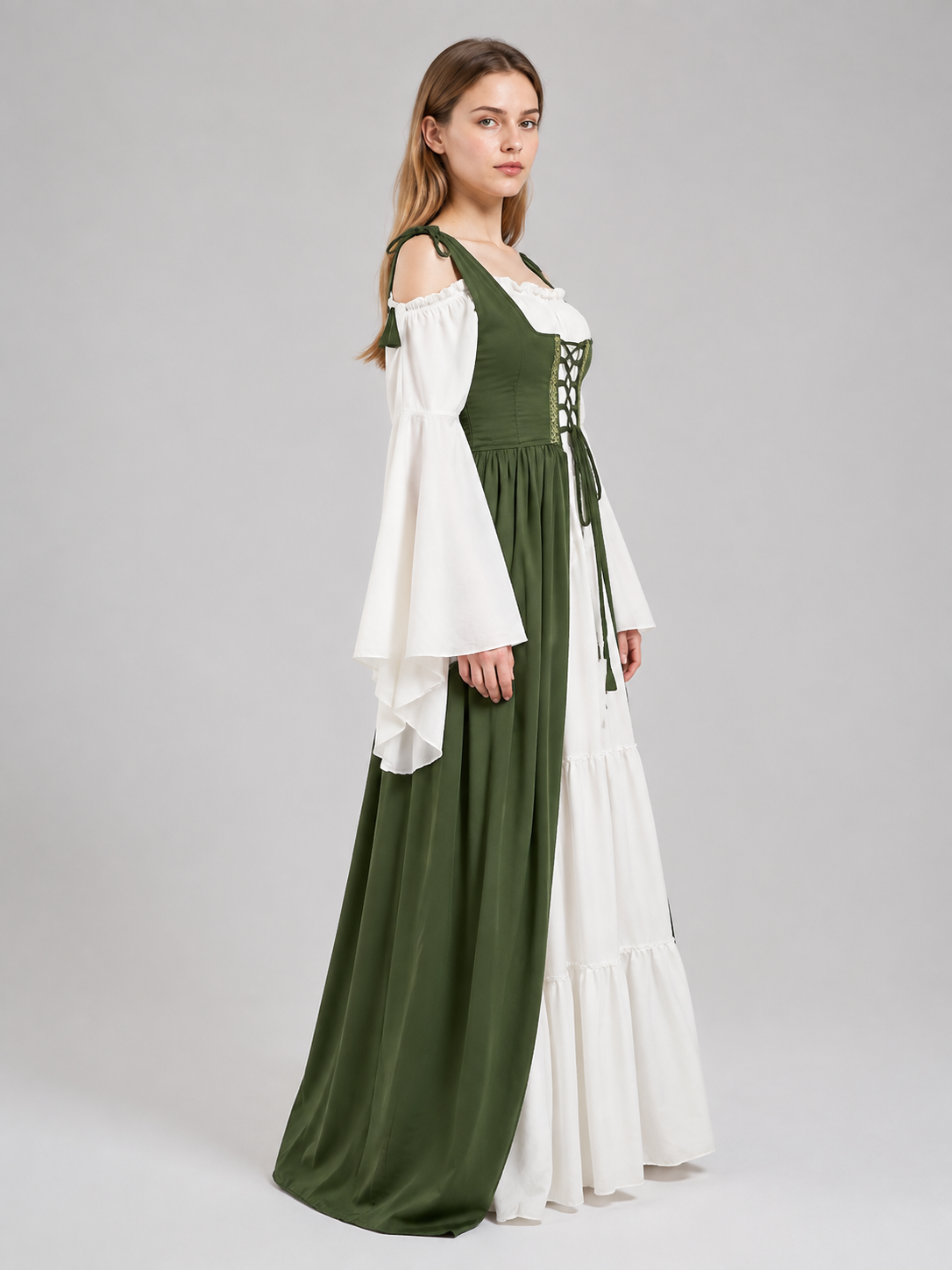 Medieval Dress with a Fitted Bodice and Lacing side view