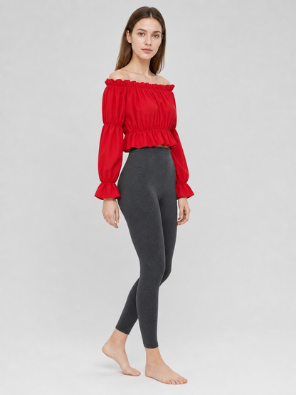 Red Cropped Off-the-Shoulder Top