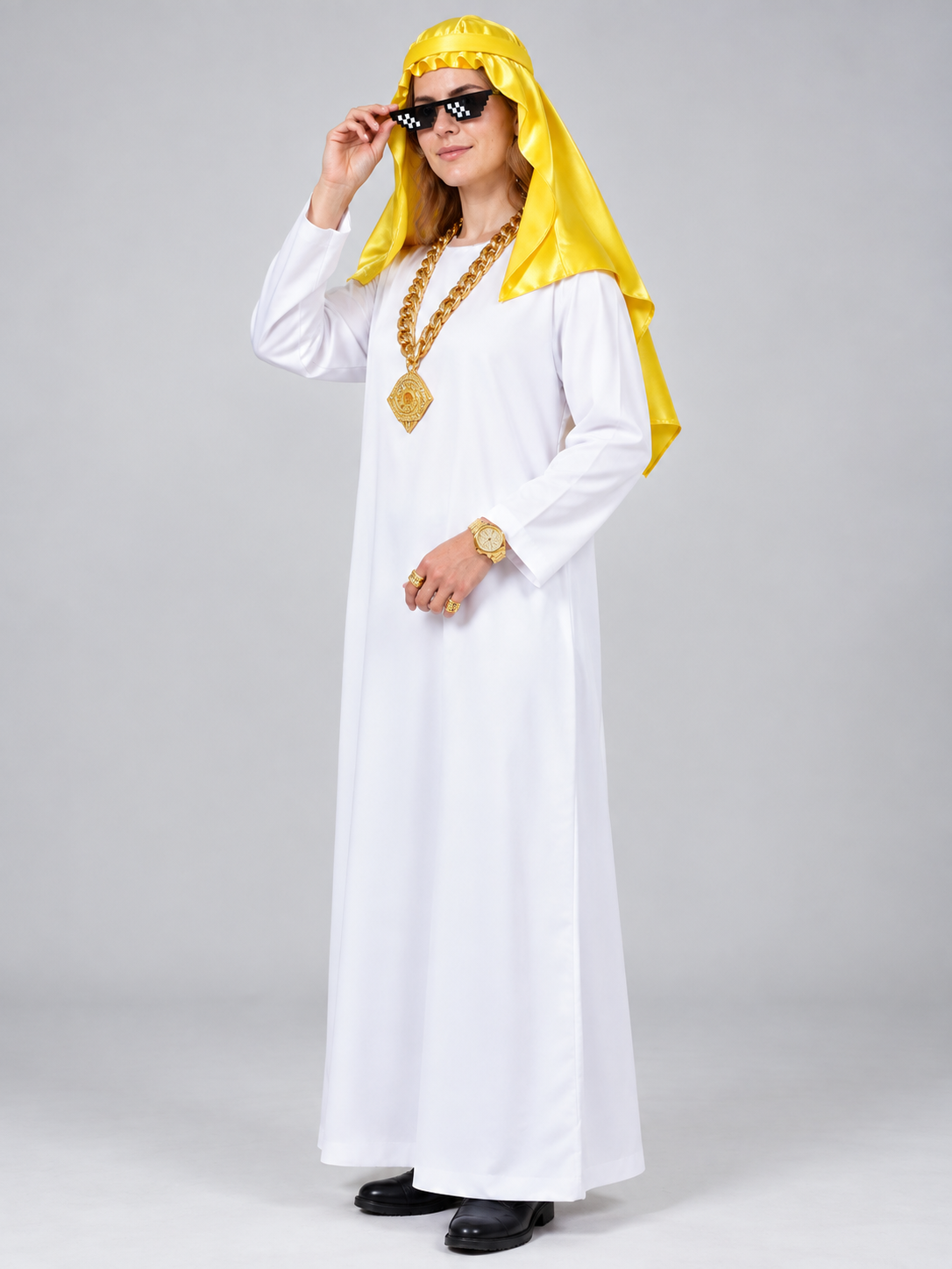 Themed Costume with Yellow Head Scarf and Accessories