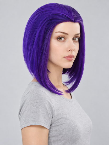 Purple Bob Cosplay Wig with Side Part side view