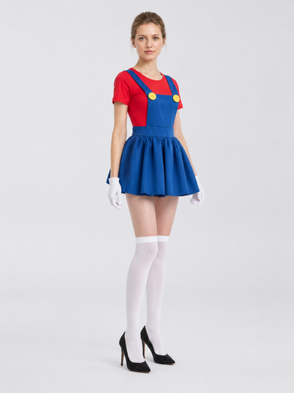 Mario Carnival Dress, Red and Blue Cosplay Costume side view