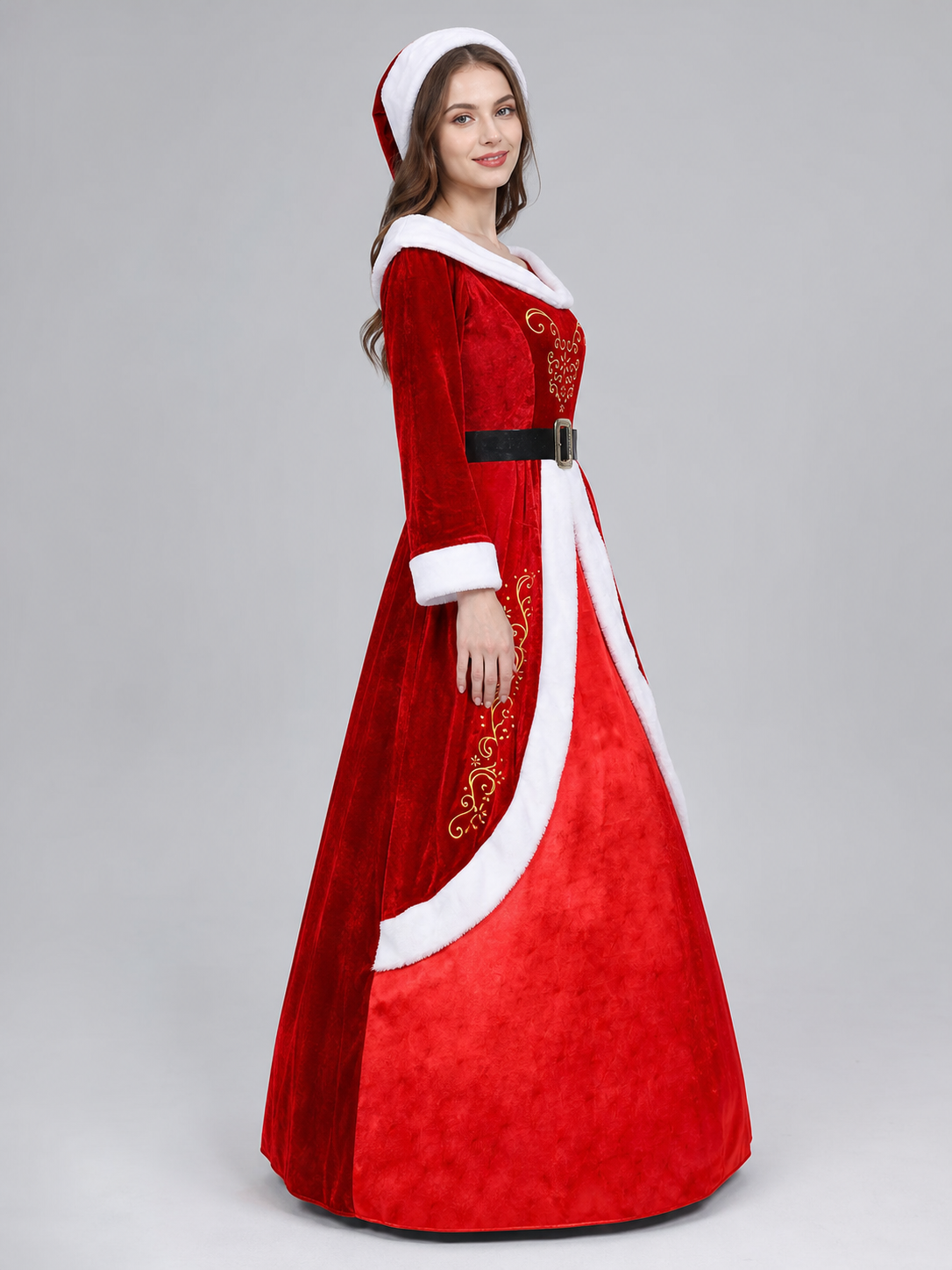 Red and White Christmas Character Costume with Hat