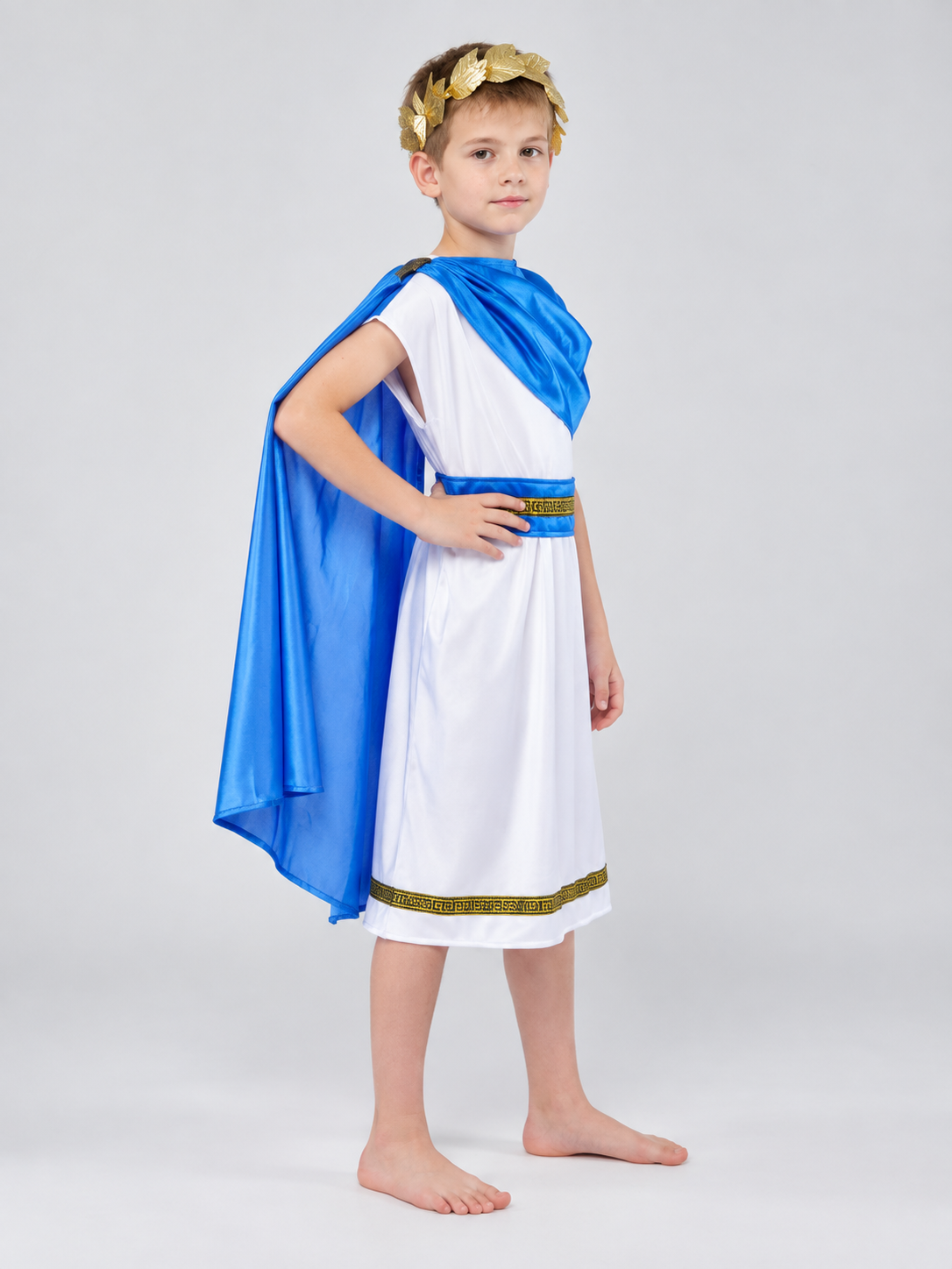 Children’s Ancient-Style Costume with Tunic and Cape side view