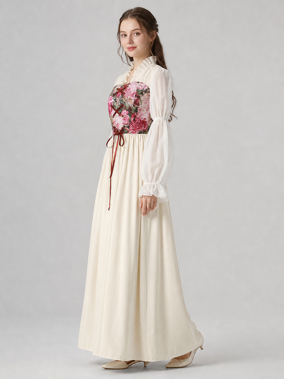 Vintage Medieval Ruffled Corset Dress