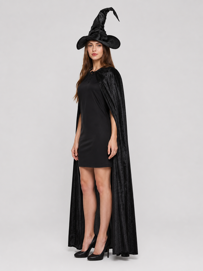 Witch Costume with Tall Hat and Long Cape