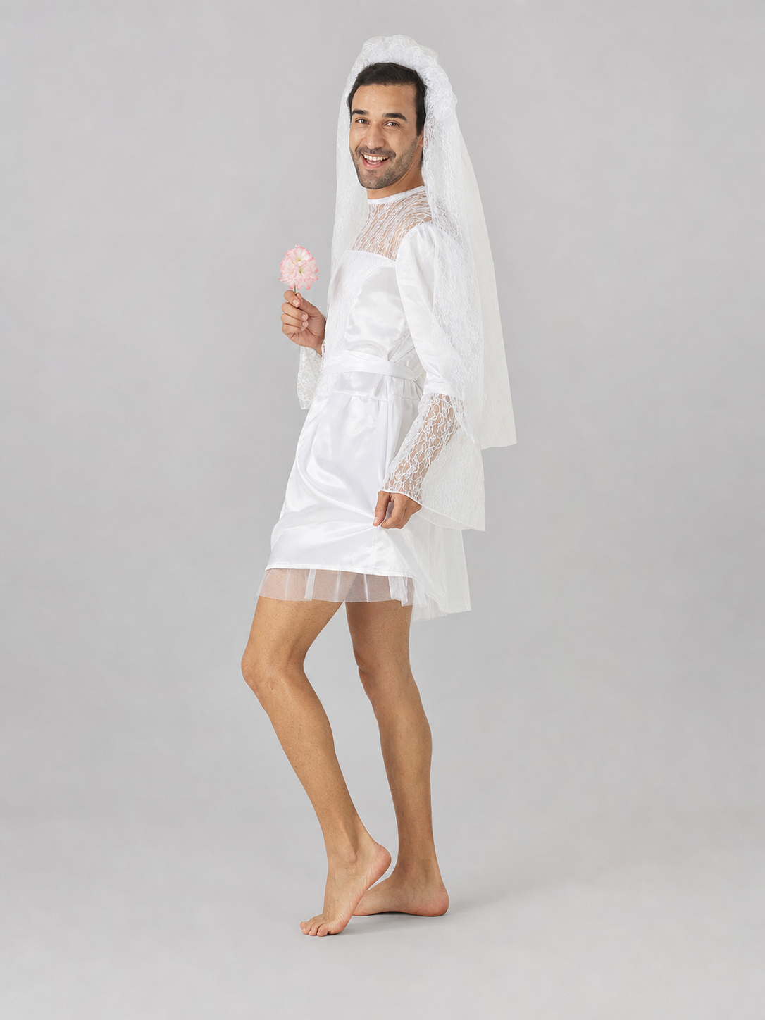 Wedding costume dress with veil for a celebration
