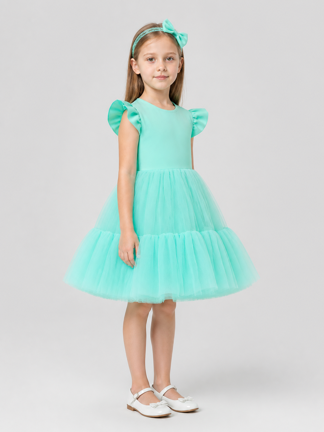 Mint Green Princess Dress for Girls with Headband