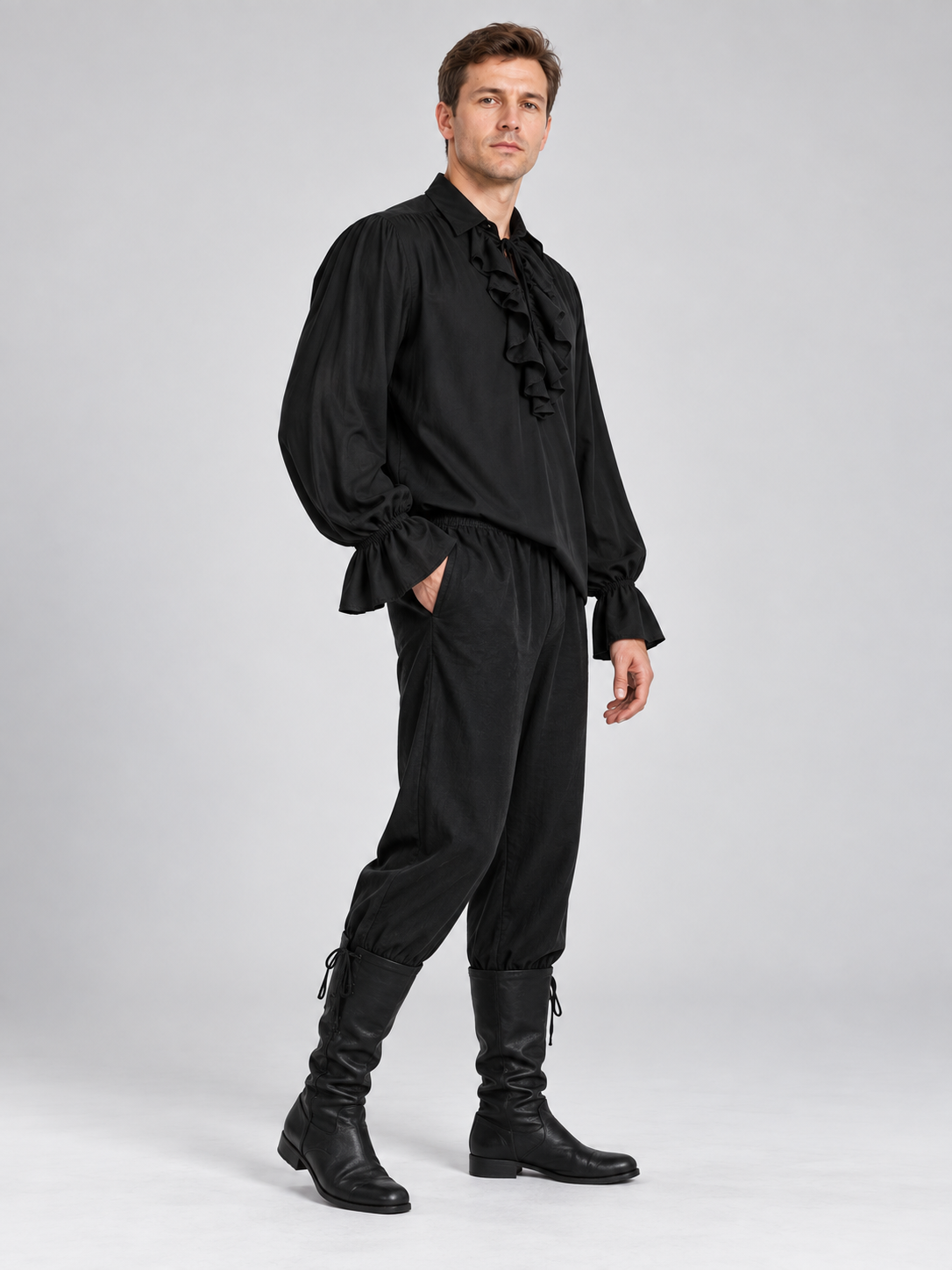 Medieval-Style Costume: Shirt and Pants, Black