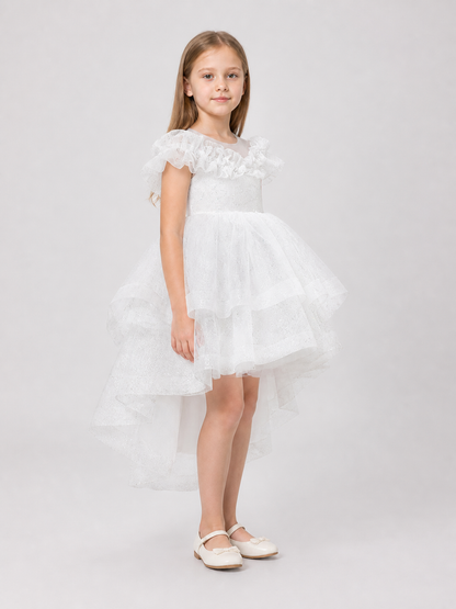 Full-Skirted Dressy Dress with Sequins and Lace side view