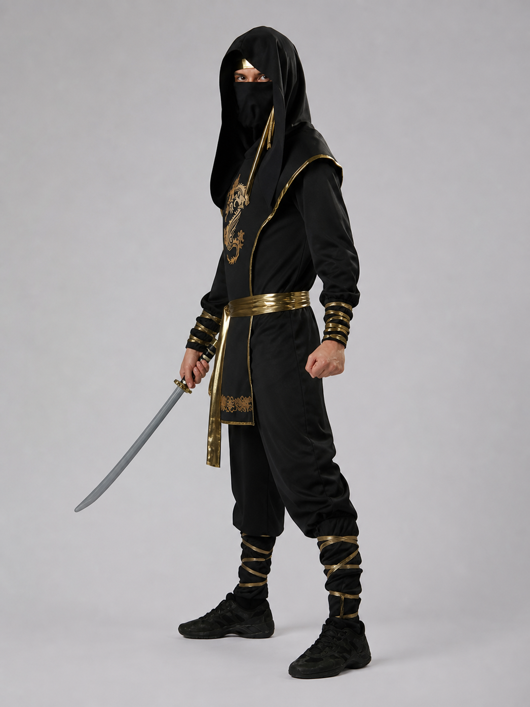 Ninja Costume with Hood and Mask, Black