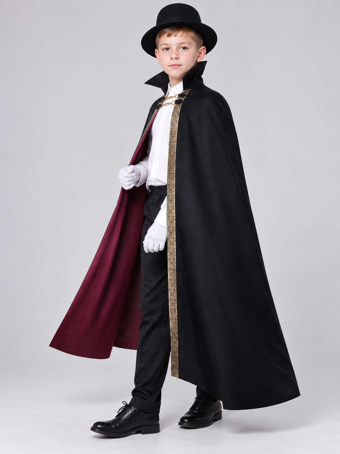 Vampire Cosplay Cape Cloak Black with High Collar