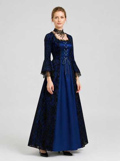 Vintage Medieval Dress with Lace Capelet side view