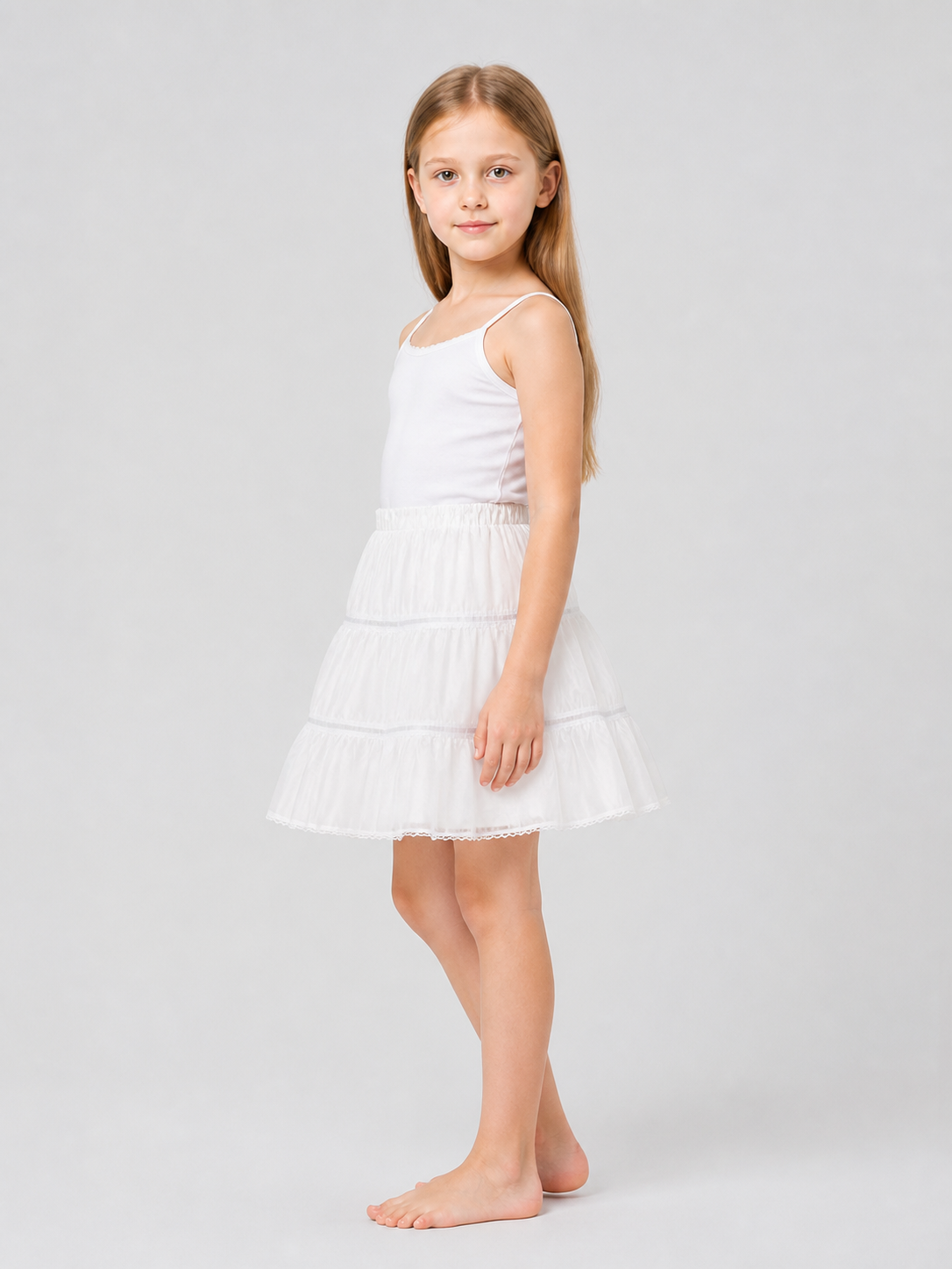 Multi-Layer White Fluffy Tutu Skirt for Carnival side view