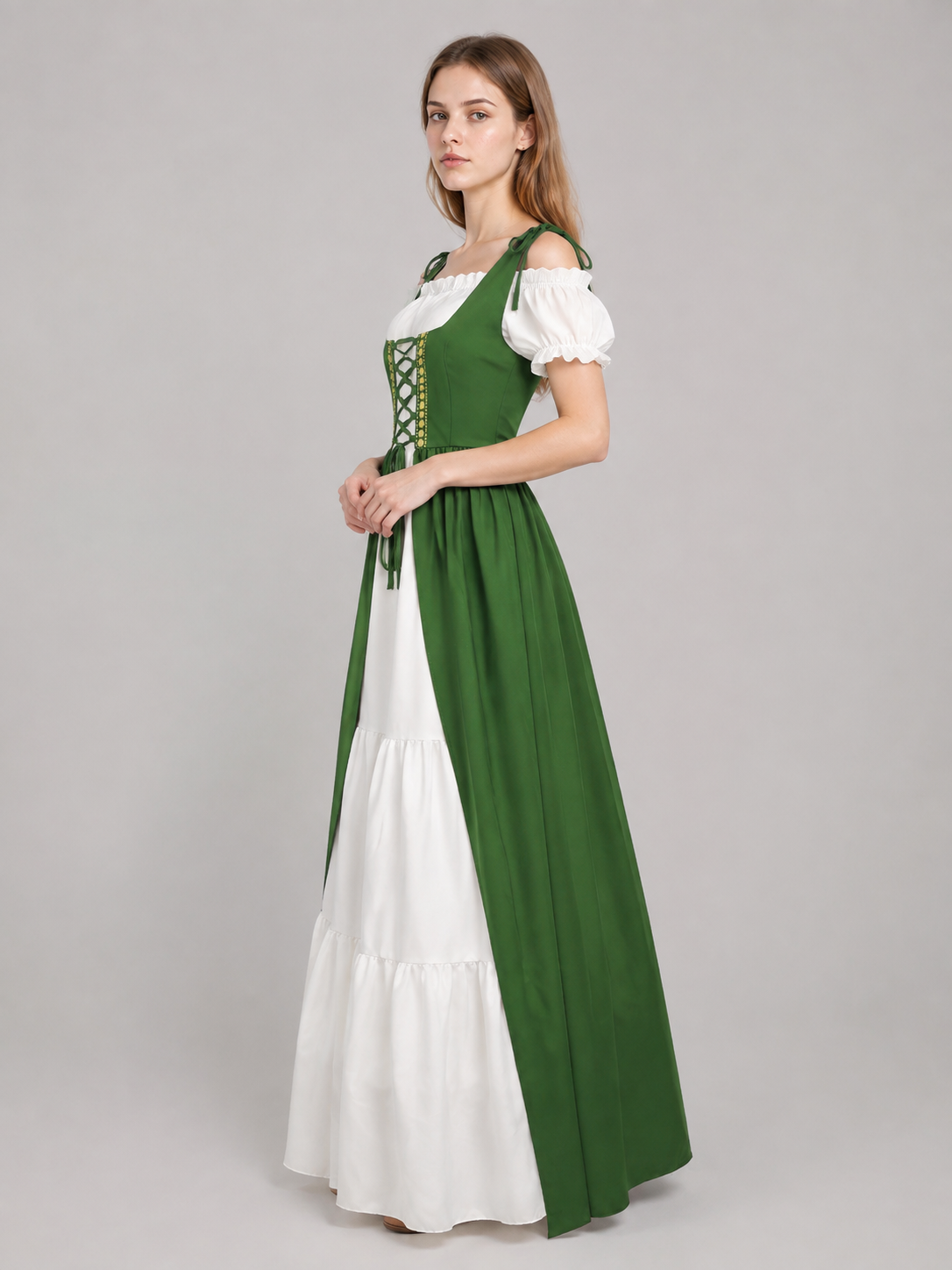Historical Costume Dress with a Corset-Style Bodice side view