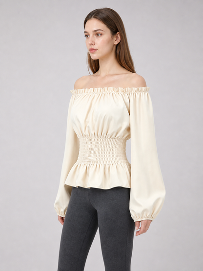 Off-the-Shoulder Blouse with Puff Sleeves