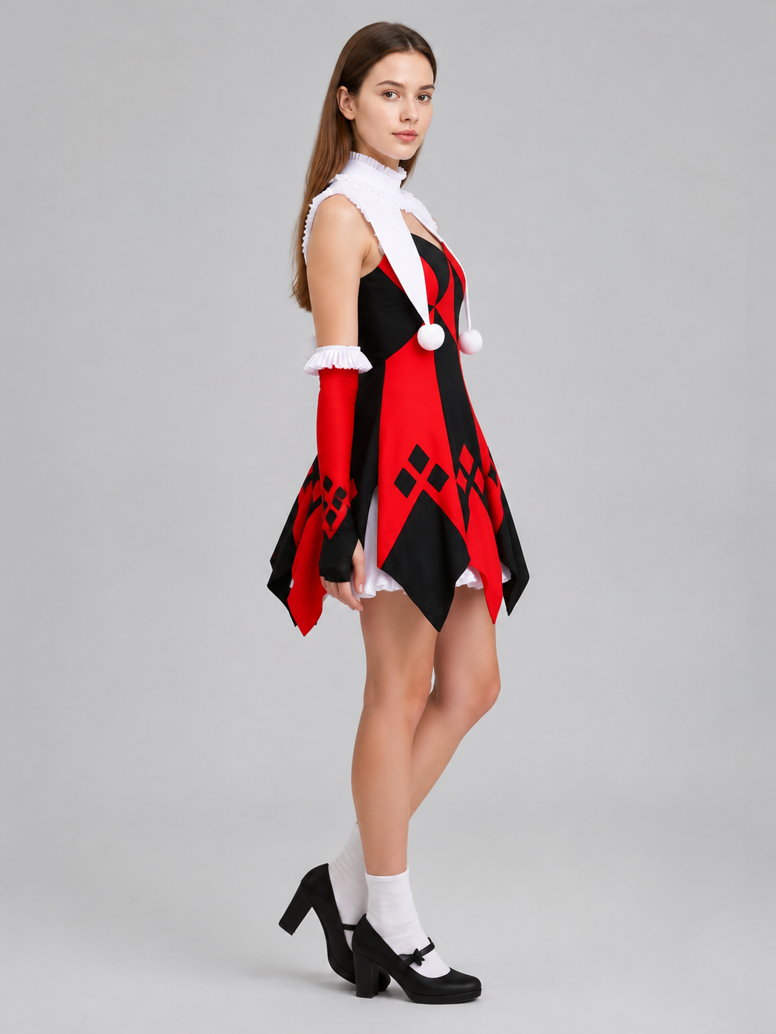 Jester Costume Dress with Diamond Pattern side view