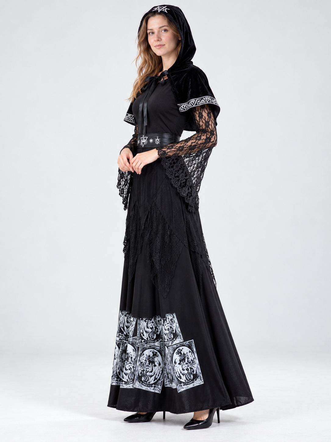 Vampire Costume with Dress, Cape, and Belt