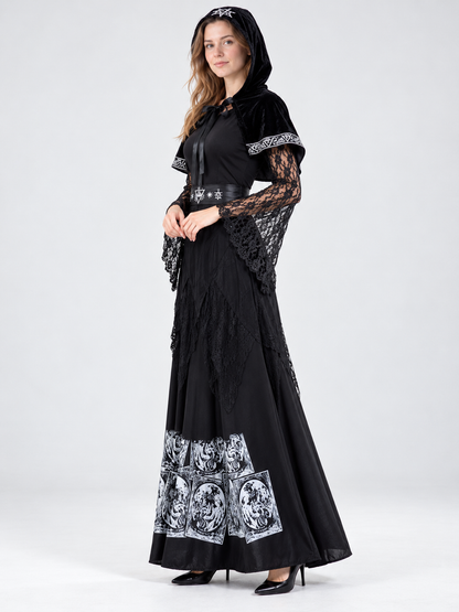 Vampire Costume with Dress, Cape, and Belt
