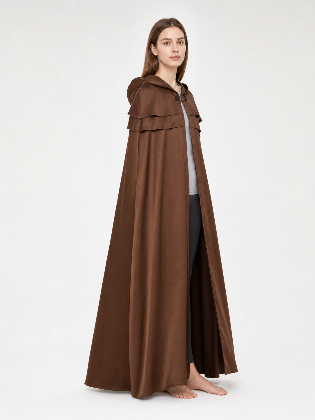 Brown Viking Hooded Cloak Cape